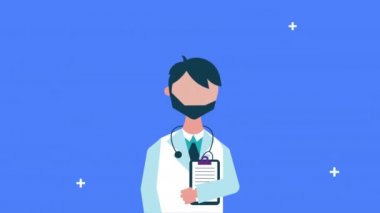 Kontrol listesi animasyonu olan erkek doktor