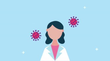Kadın doktor covid19 parçacıkları ile