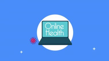 Covid19 teletıp uygulamalı dizüstü bilgisayar animasyonu