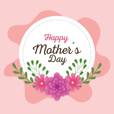 Mutlu Anneler Günü kartı ve çiçek süslemeli çerçeve