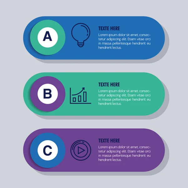 Betűkkel és ikonokkal ellátott statisztikai infografika — Stock Vector