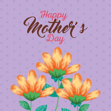 Mutlu anneler gününün yapraklı çiçekleri.