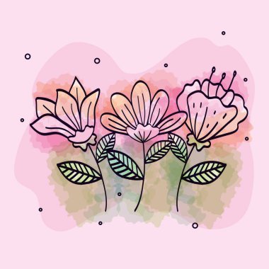 Dalları ve yaprakları olan sevimli çiçekler.