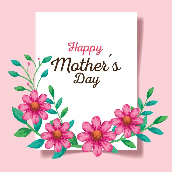 Tarjeta feliz día de la madre con la decoración de flores — Vector de stock