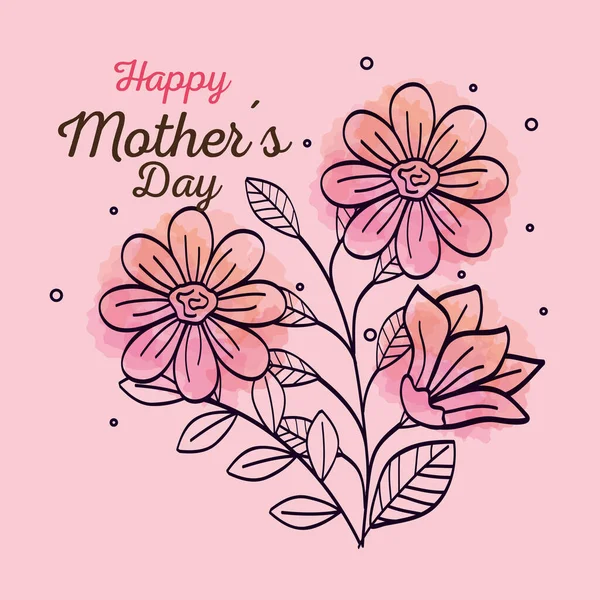 Šťastný matka den karta s květinami dekorace — Stockový vektor