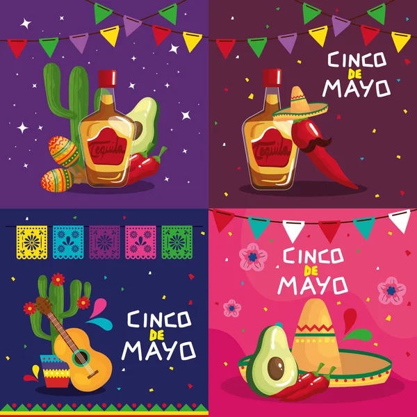 Cinco de mayo矢量设计的墨西哥图标集 — 图库矢量图片#