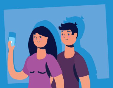 Akıllı telefon aktivite karakterlerini kullanan çift