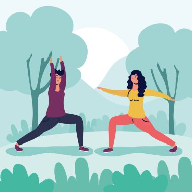 çift egzersiz faaliyeti karakteri çalışıyor