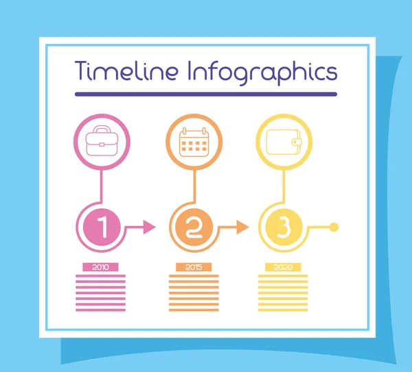 Geschäftskreisförmige Zeitleiste Infografiken mit Zahlen — Stockvektor