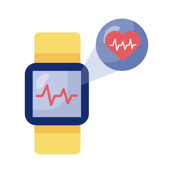 Smartwatch avec coeur cardio santé en ligne style detaild — Image vectorielle