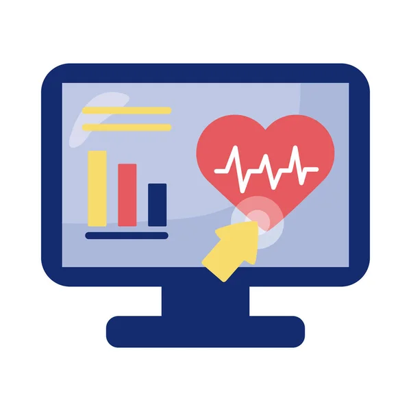 Desktop se srdcem kardiovaskulární zdraví on-line detailní styl — Stockový vektor