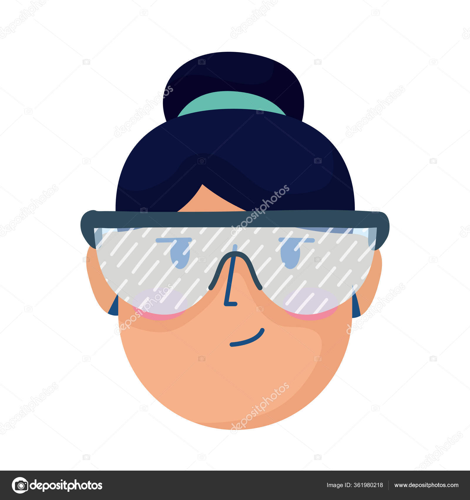 Head woman with laboratory goggles hand draw style Stock Illustration