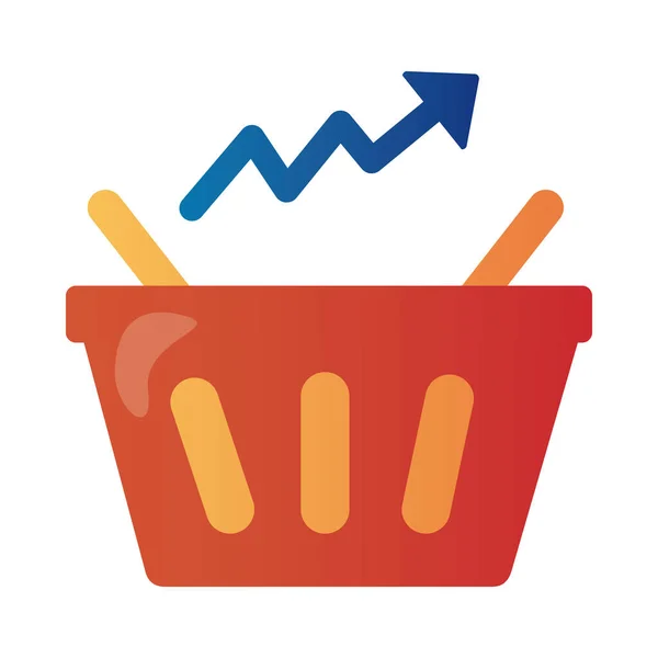 Prijs wandeling mandje met pijl omhoog infographic degradient stijl — Stockvector