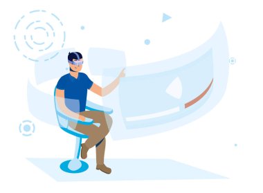 Adam gelişmiş gerçeklik teknolojisi kullanıyor.