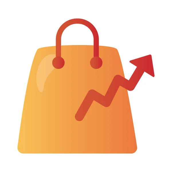 Boodschappentas met pijl omhoog infographic degradient stijl — Stockvector