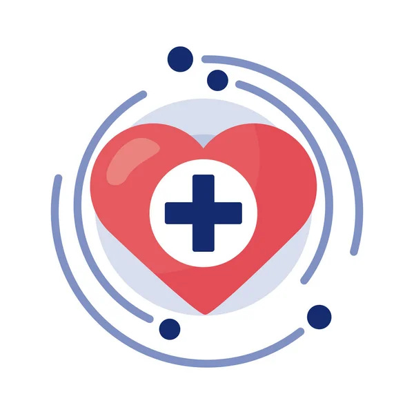 Medisch kruis met hart symbool detaild stijl — Stockvector