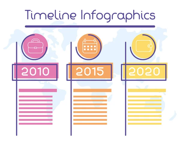 Infográficos de linha de tempo circular de negócios com anos — Vetor de Stock