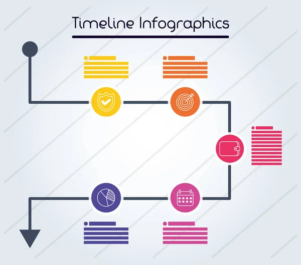 Geschäftskreisförmige Zeitleiste Infografiken mit Pfeilen — Stockvektor