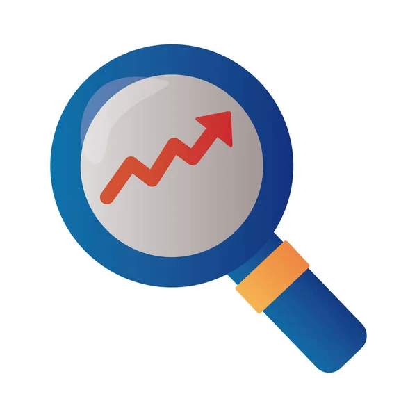 Lente d'ingrandimento con freccia in stile infografico degradiente — Vettoriale Stock