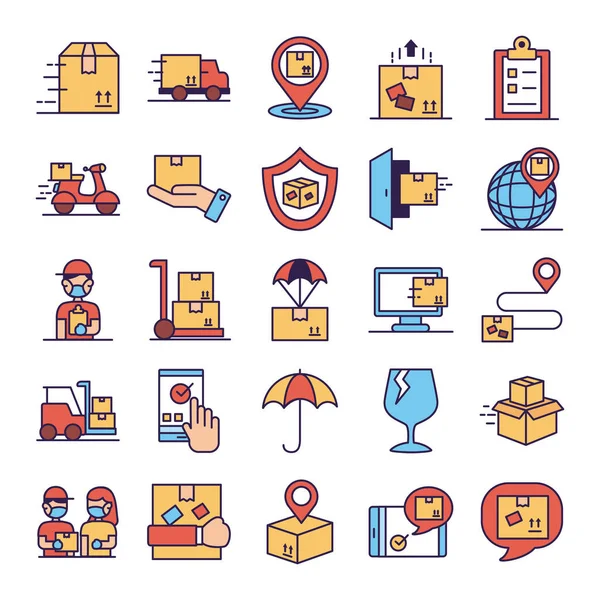 Bundle of delivery service icons — 스톡 벡터