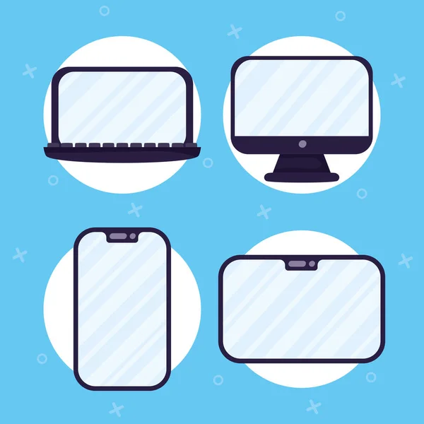 Conjunto de iconos de dispositivos electrónicos — Vector de stock