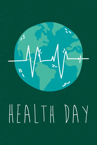 Gezondheid dag viering poster met aarde en pols — Stockvector