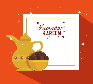 Geleneksel çatal bıçaklı ramadan kareem posteri