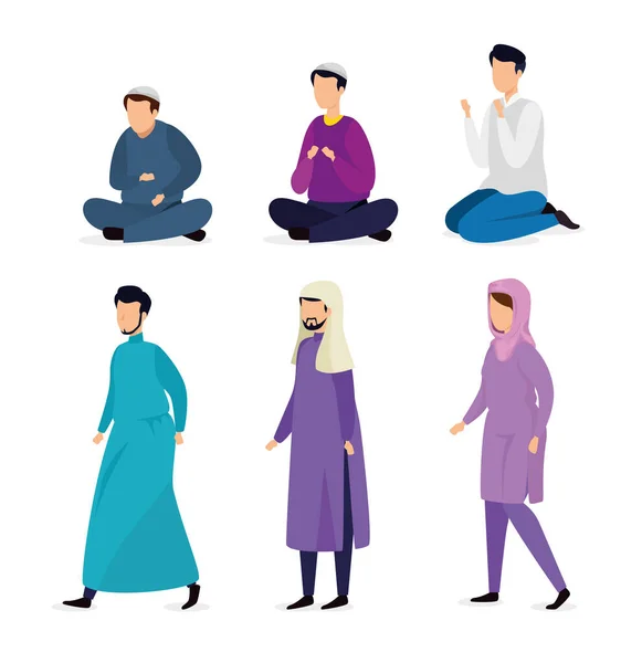 Група людей мусульманський аватар — стоковий вектор