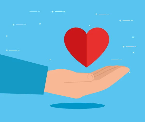 Hand med hjärta symbol för välgörenhet donation — Stock vektor