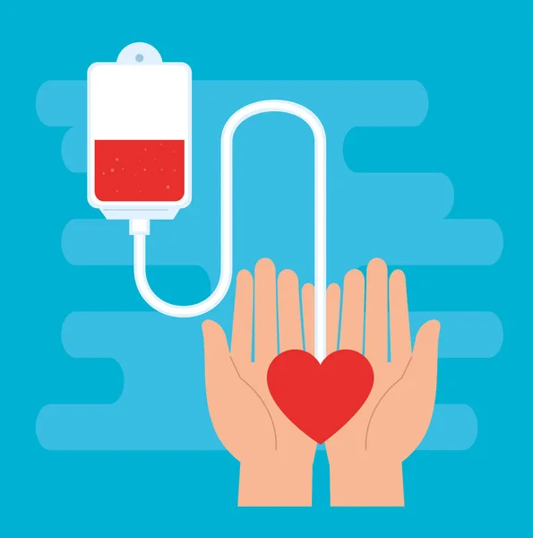 Hand mit Tasche voller Blutspenden — Stockvektor