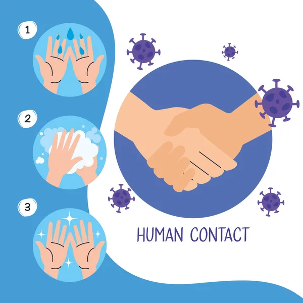 코로나 바이러스 2019 ncov infographic with human contact campaign — 스톡 벡터