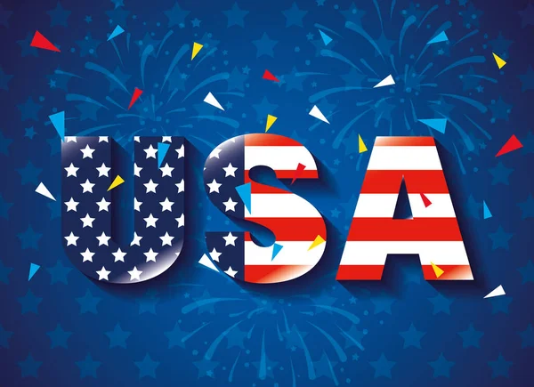 Gelukkige herdenkingsdag met usa belettering — Stockvector