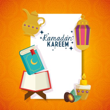 Geleneksel çatal bıçaklı ramadan kareem posteri