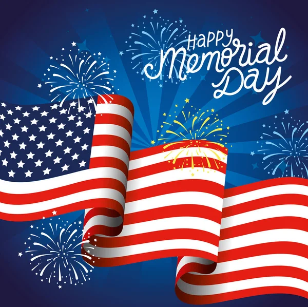 Щасливий день пам'яті з прикрасою прапора США — стоковий вектор