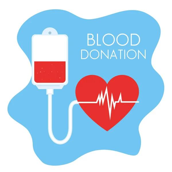 Sac avec coeur de don de sang — Image vectorielle