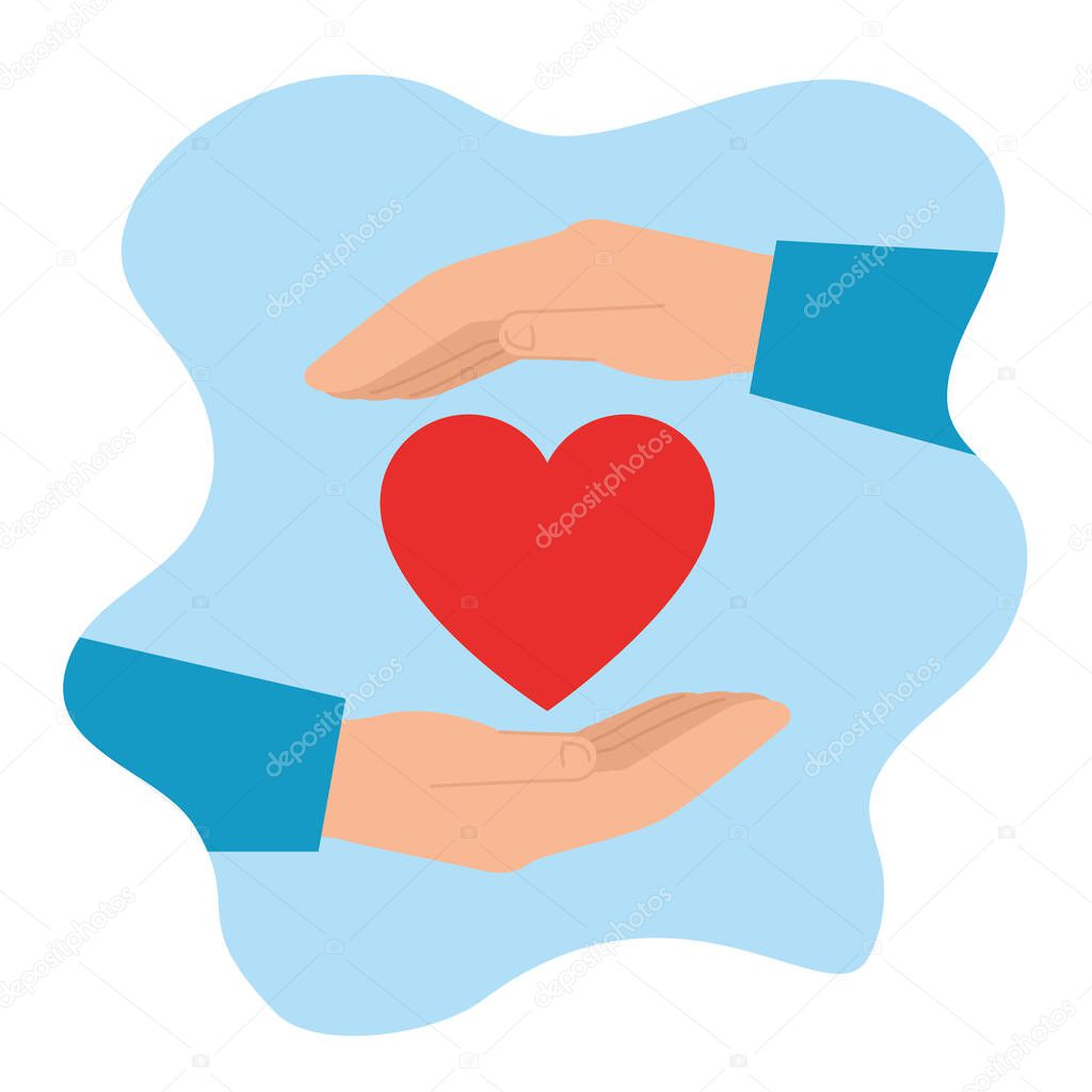 hands with heart symbol of charity donation