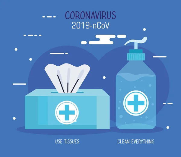 Coronavirus 2019 ncov infográfico com ícones de prevenção — Vetor de Stock