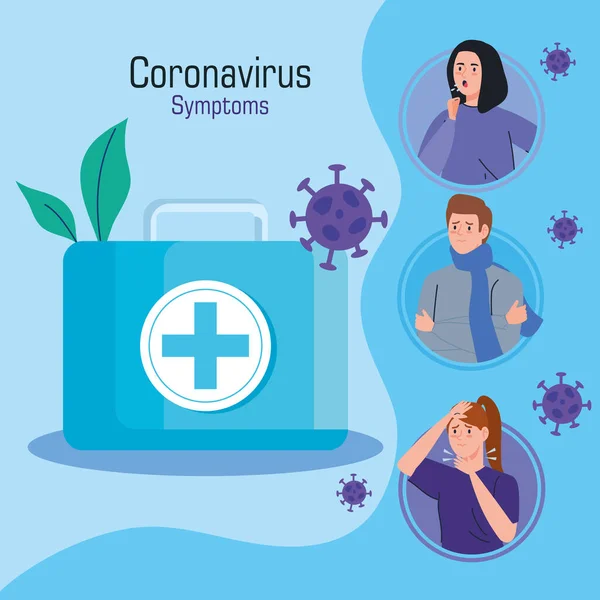 Coronavirus 2019 ncov infographie avec trousse de premiers soins et personnes — Image vectorielle