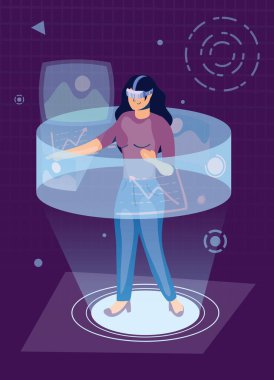 Kadın gelişmiş gerçeklik teknolojisi kullanıyor.