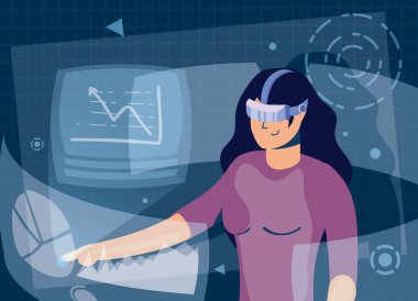 Kadın gelişmiş gerçeklik teknolojisi kullanıyor.