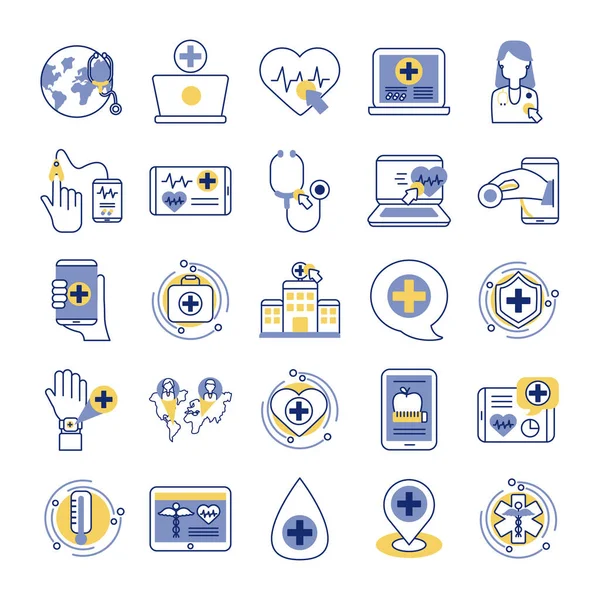 Paquete de iconos conjunto de salud en línea — Archivo Imágenes Vectoriales