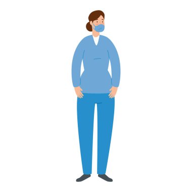 Yüz maskesi izole edilmiş kadın sağlık görevlisi