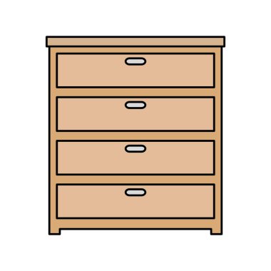 Ahşap çekmece mobilyası izole edilmiş simge