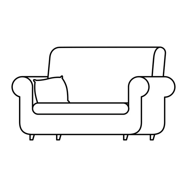 Comfortable couch with cushion isolated icon — Stock Vector