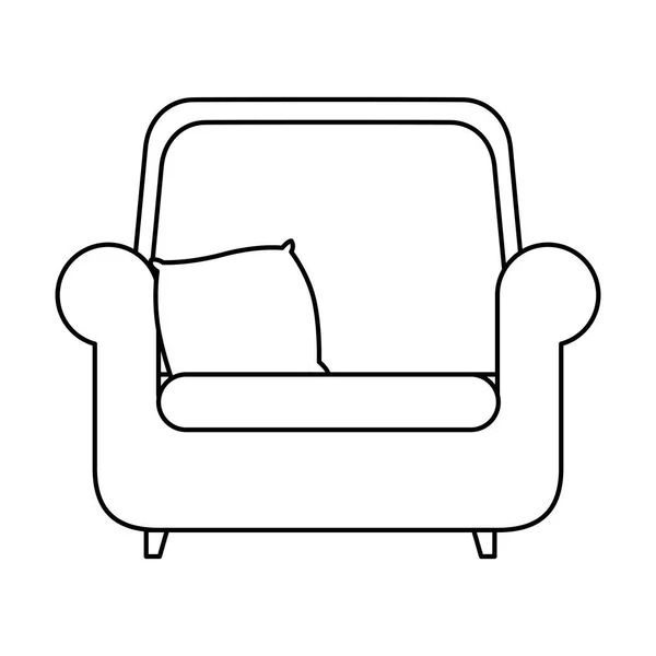 Comfortable couch with cushion isolated icon — Stock Vector