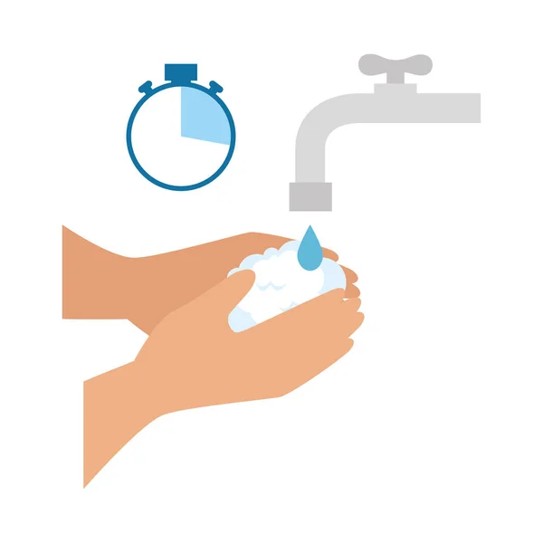 Lavarse las manos prevención de covid 19 — Vector de stock