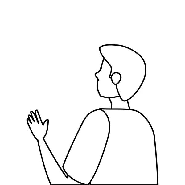 Man av ryggen med handen upp isolerad ikon — Stock vektor