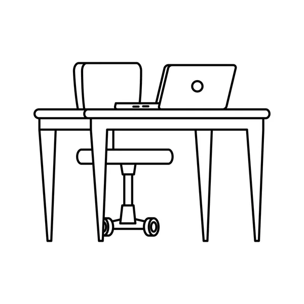 Сцена робочого місця з столом і стільцем — стоковий вектор