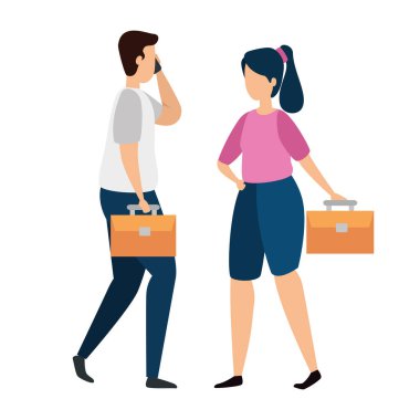 Evrak çantalı çift izole edilmiş simge