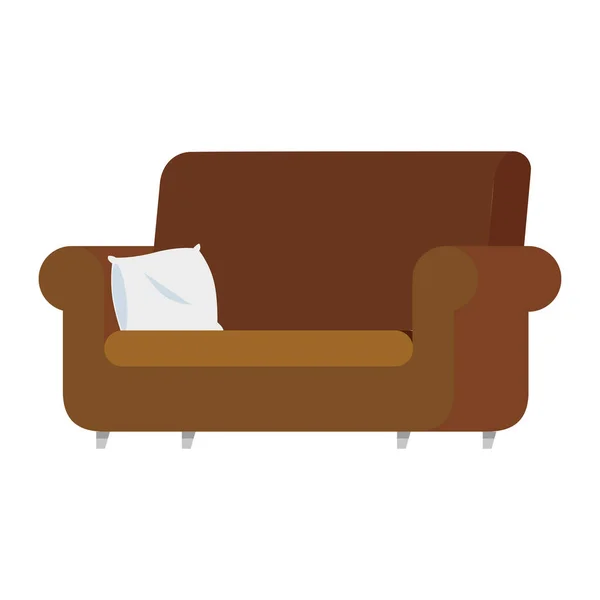 Cómodo sofá con cojín icono aislado — Vector de stock